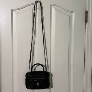 Kurt Geiger Black Quilted Crossbody Bag with Gold Chain